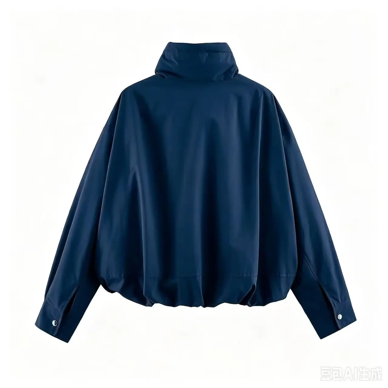 BSAY 2026 Herbst Damen Kurze Gefütterte Jacke Stehkragen Kordelzug am Saum Reißverschluss Langarm Locker Lässig mit Taschen Oberbekleidung Mantel – Detail 6