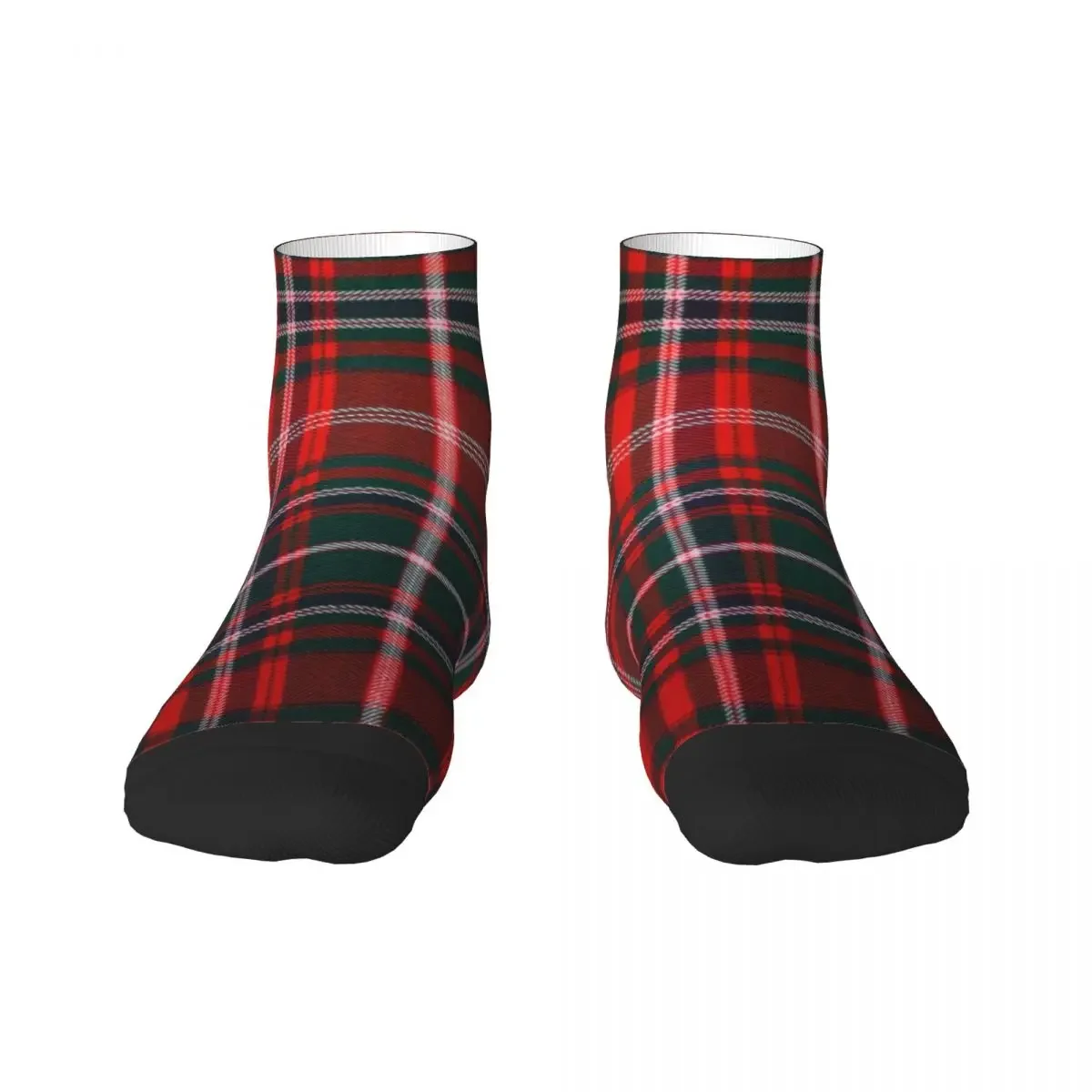 Cute Men's Red Modern Tartan Plaid Dress Socks Unisex Warm Comfortable 3D Print Fashion Gingham Crew Socks