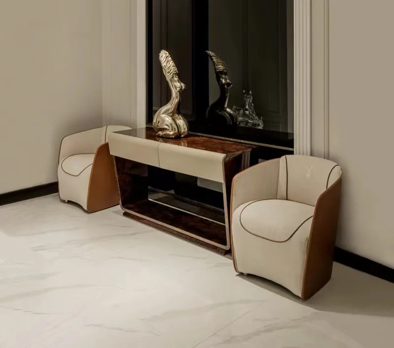 ✿i Italian Style Minimalist Sofa Chair Italian New Living Room Single Casual Chair High End Leather Art Recliner