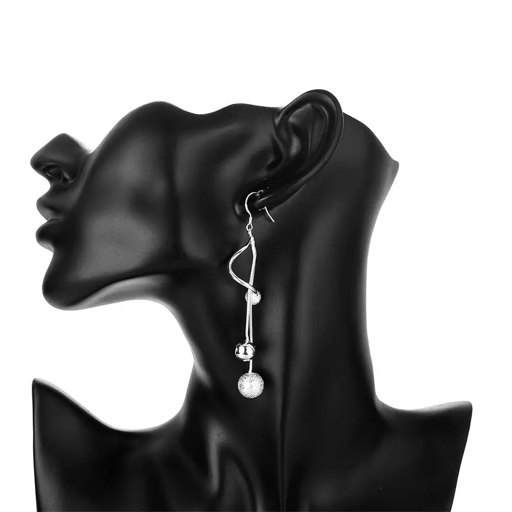 925 Sterling Silver Tassel Beads Long Earrings for Women Fashion Party Wedding Jewelry Fine Couple Gifts