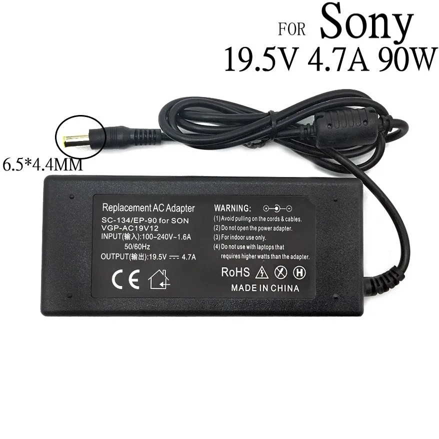 

19.5V 4.7A 90W 6.5*4.4mm Charger AC Laptop Adapter For Sony Vaio PCG-61511L VGP-AC19V20 VGP-AC19V29 VGP-AC19V31 VGP-AC19V32 33