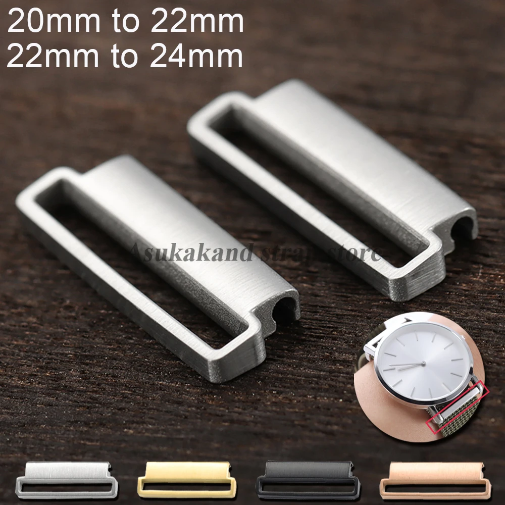 Stainless Steel  Silver Gold 2pcs 20mm to 22mm 22mm to 24mm Quick Release  Adapters for Milanese Nylon Watch Strap Metal Adapter