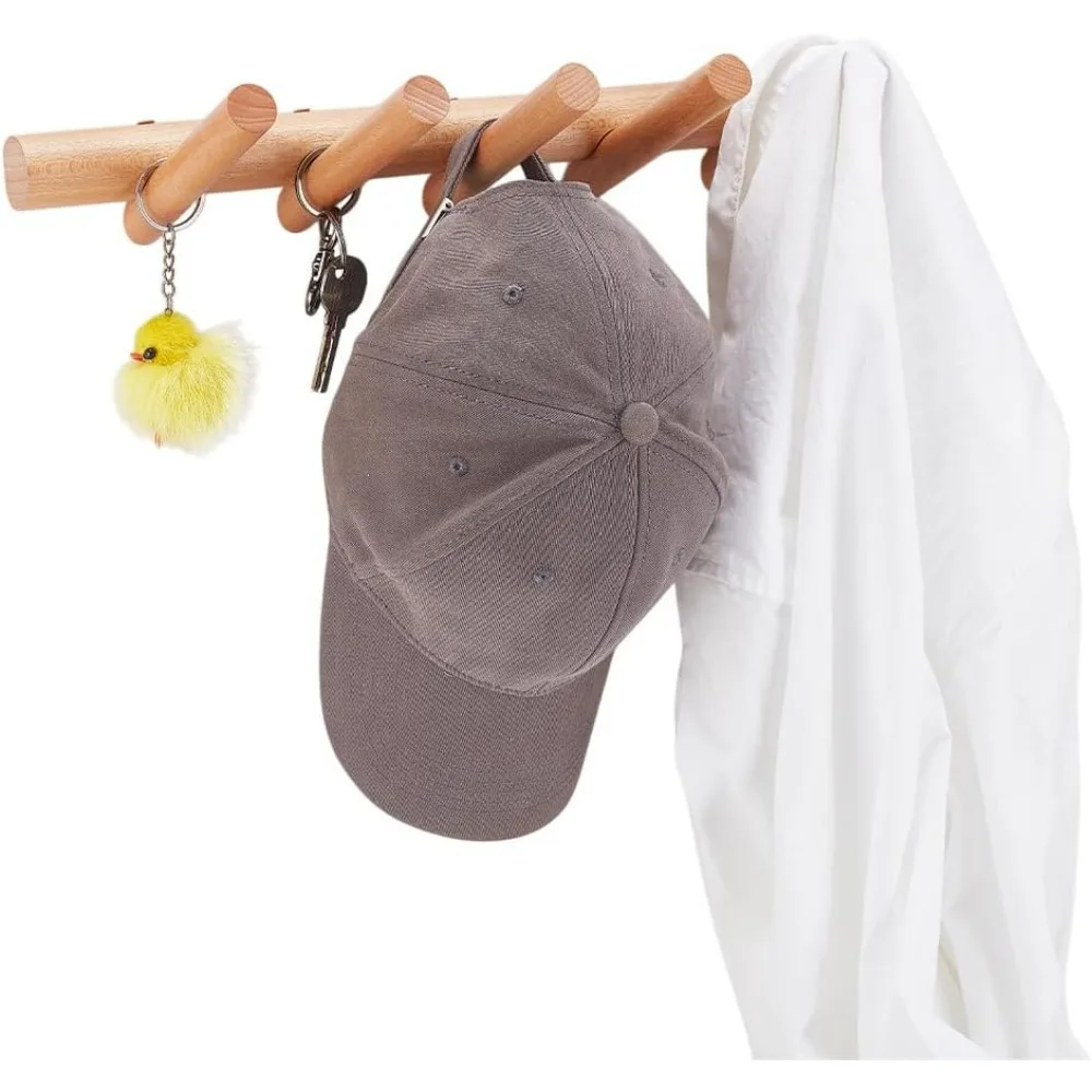 

Wood Wall Coat RackModern Wall Mounted Coat 15.75" Heavy Duty Hook Rack Decorative Hat Hanger Tower with 5 Hanging