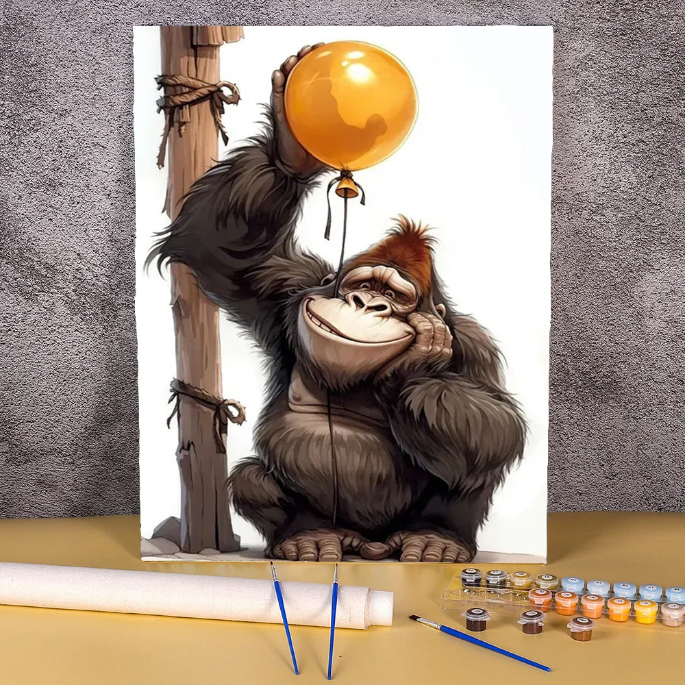 Cartoon Painting By Numbers Adults Crafts Simple Picture Balloon Gorilla Paint Kit Wall Decors On Canvas Gift Easy For Kids