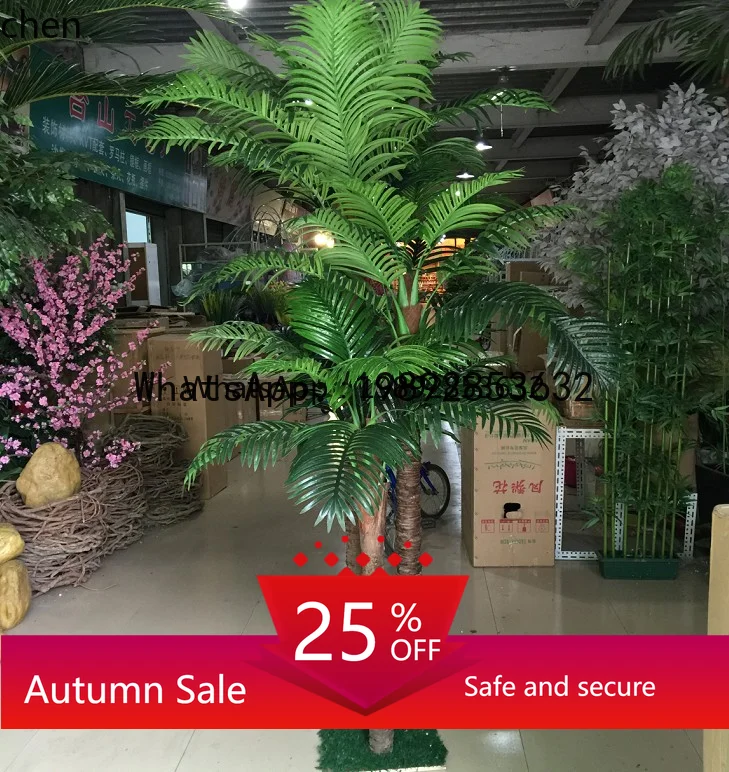 X2 simulated coconut tree indoor and outdoor tropical green plant fake potted hotel floor fake tree palm living room decoration