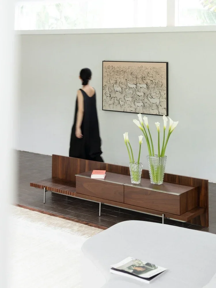 Danish black oak pattern home TV cabin et side cabinet storage tabl e sof a strip several foyer