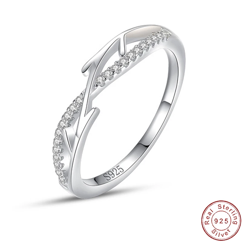 

Европейское сверкающее пересечение ветвей AAA CZ S925, кольцо на палец из стерлингового серебра для женщин, свадебные украшения на день рождения