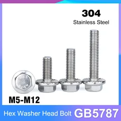 M5 M6 M8 M10 M12 GB5787 A2-70 304 Stainless Steel Hexagon Head with Serrated Flange Cap Screw Hex Washer Head Bolt