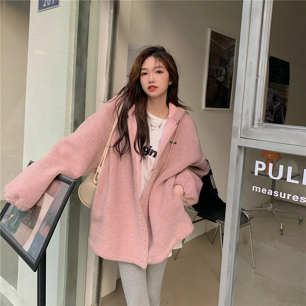 Towel Embroidered Bear Hoodie Women Korean Style Cute Age Reducing Loose Long Sleeve Jacket Autumn Winter New