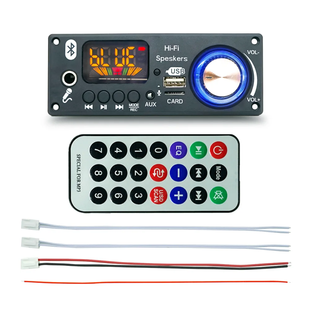 Amplifier Bluetooth 5.1 MP3 Decoder Board 2*80W Audio Player 12V DIY MP3 Player Car FM Radio Module TF USB Mic Record Call