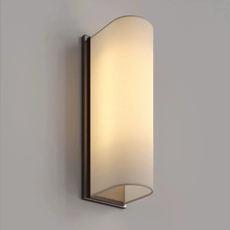 Japanese-style New Model Minimalist Fabric Art Wall Lamp Guest Room Hotel Master Bedroom Background Personality Affordable Luxur