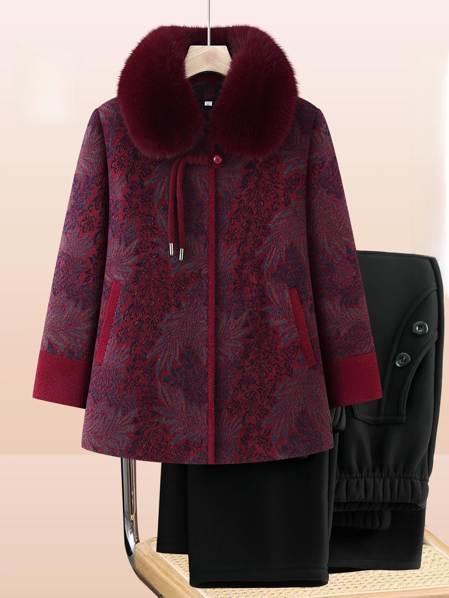 

Шерстяное пальто Thiened для женщин с меховым воротником, теплая зимняя верхняя одежда, модный свободный крой, длинные брюки, застежка на пуговицы