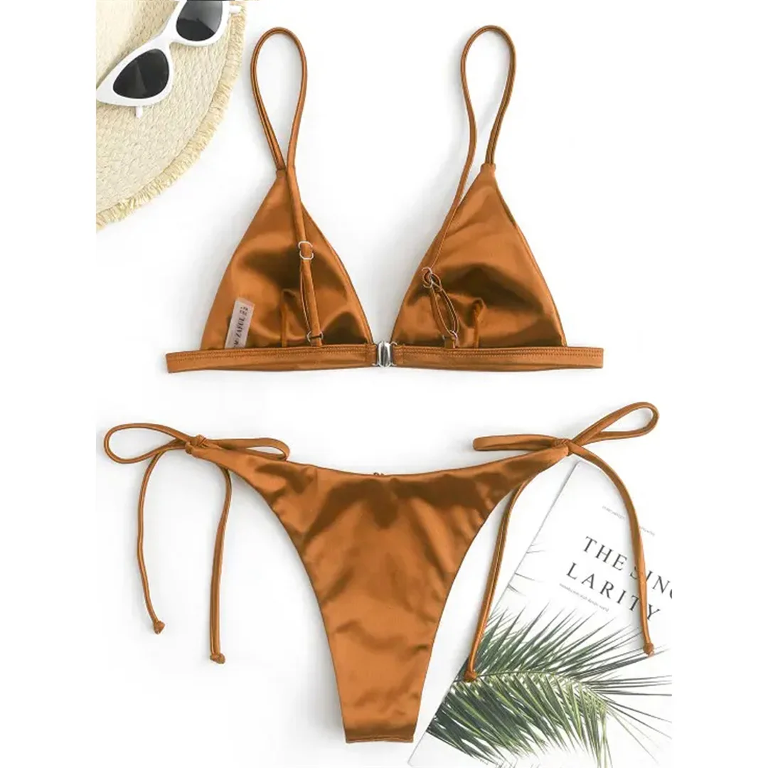 5 Farben Satin High-Leg-Cut Brasilianisches Zweiteiler-Bikini-Set Bikini Damen-Badeanzug Badebekleidung Frauen-Badebekleidung Bather Swim V4964 – Detail 36
