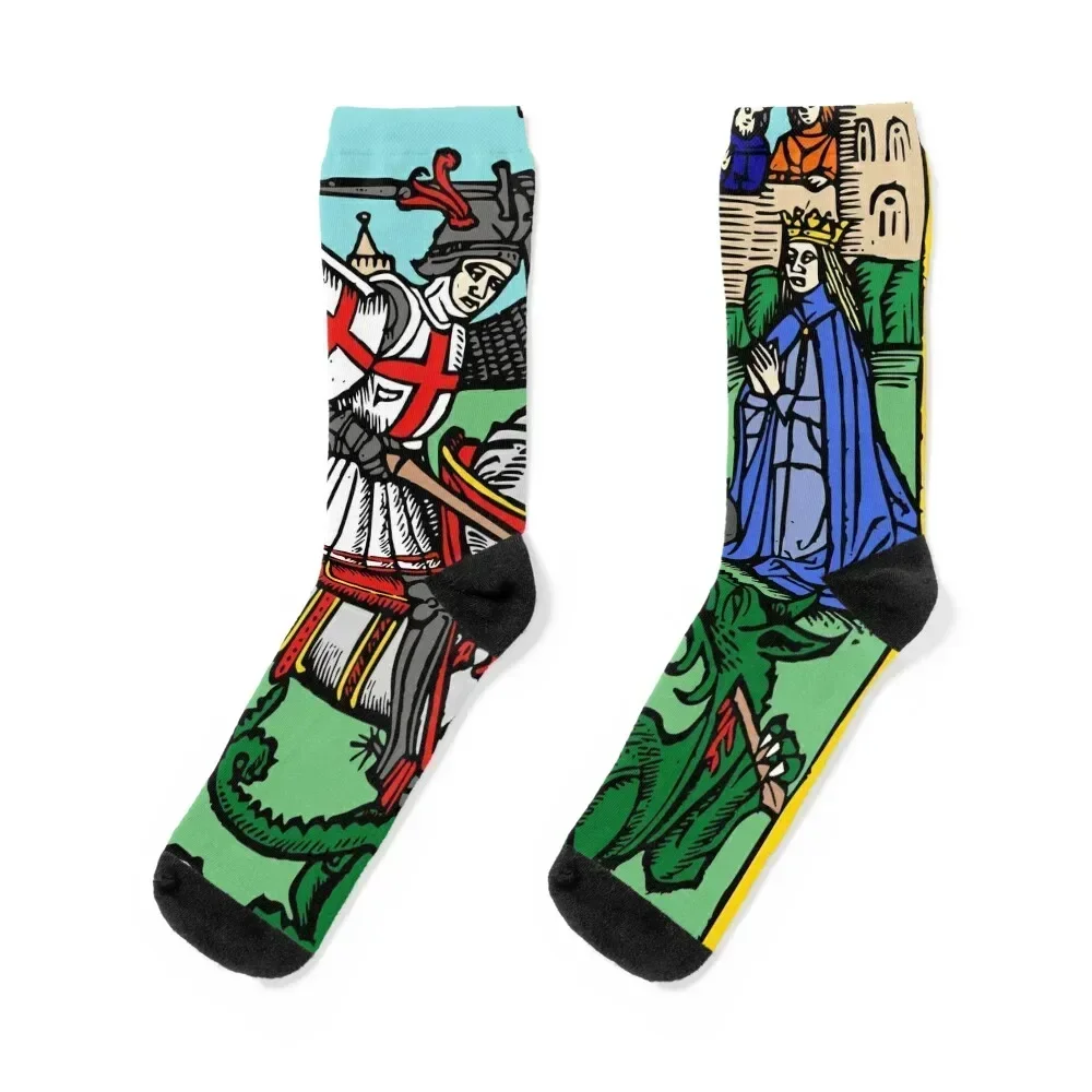 

St George - Patron Saint of England Socks anti slip football christmass gift crazy Mens Socks Women's