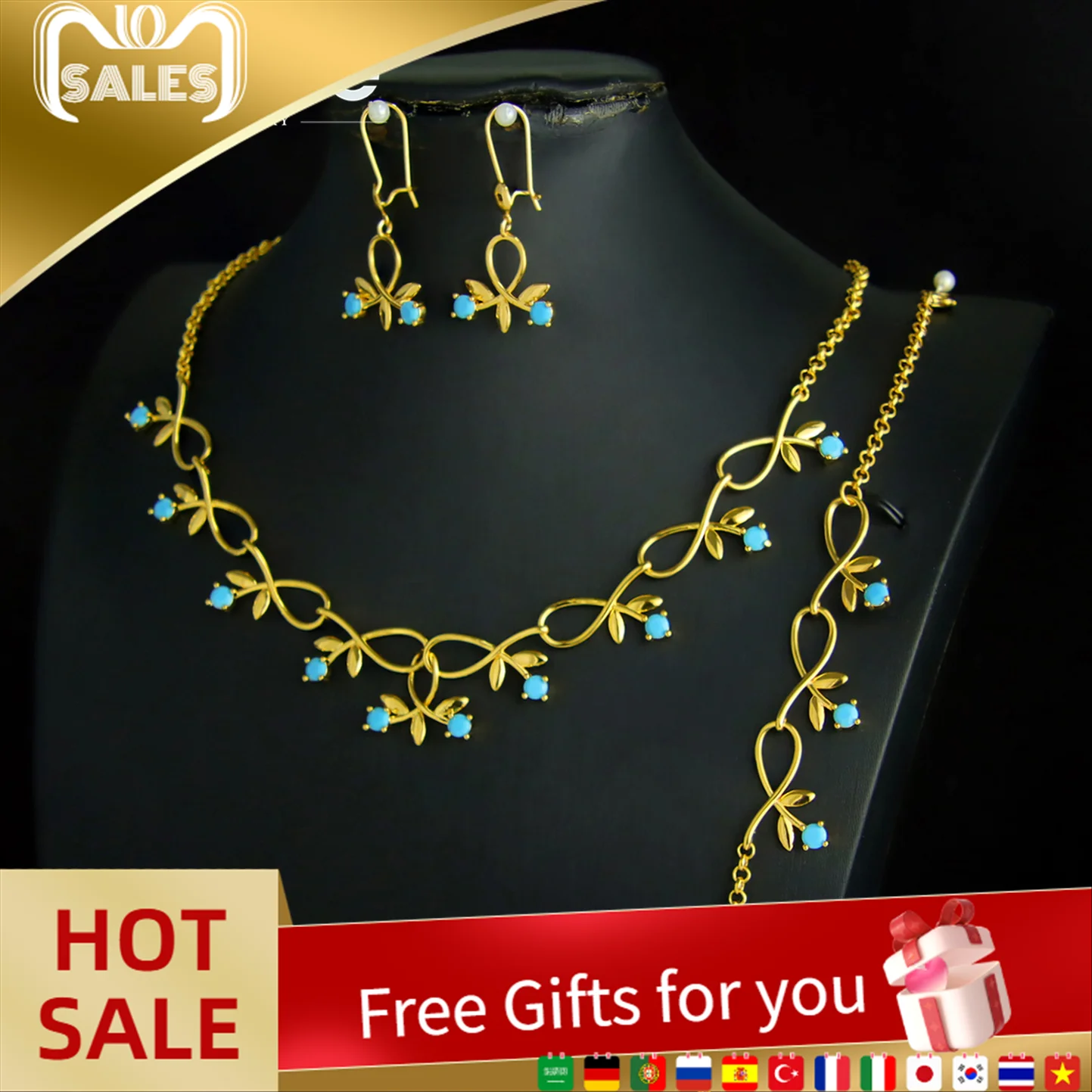 

Fashion Italian Zirconia Bohemian Jewelry Set 21k Gold Plated Dubai Elegant Vintage Tassel Bow Necklace Nigeria Wedding Jewelrys