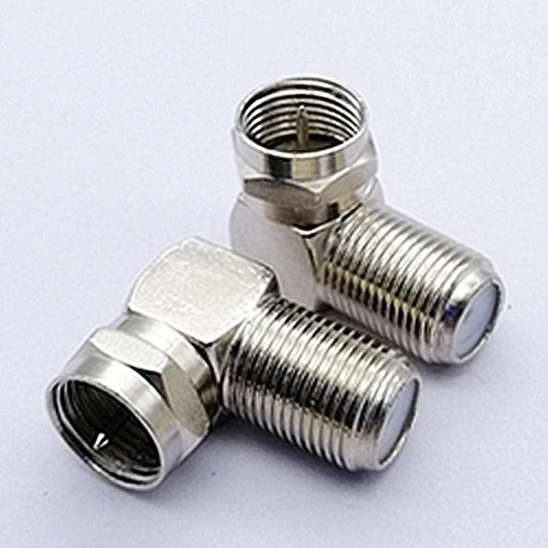 British F male to F female base right angle nickel plated cable television F male to F female 90 degrees F male to female L type