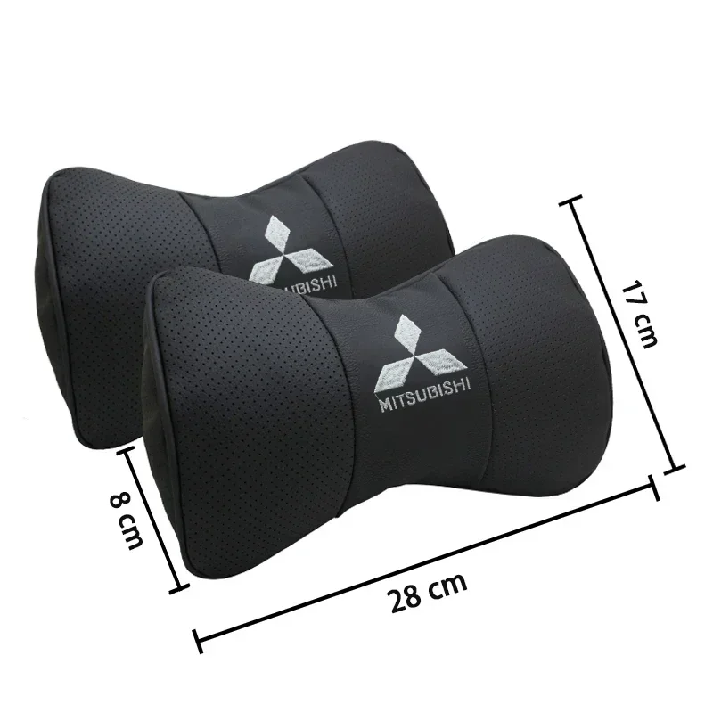 

2pcs Leather Car Headrest Neck Pillows Interior For Mitsubishi ASX Ralliart Lancer Cordia Pajero Outlander Eclipse L200 EVO