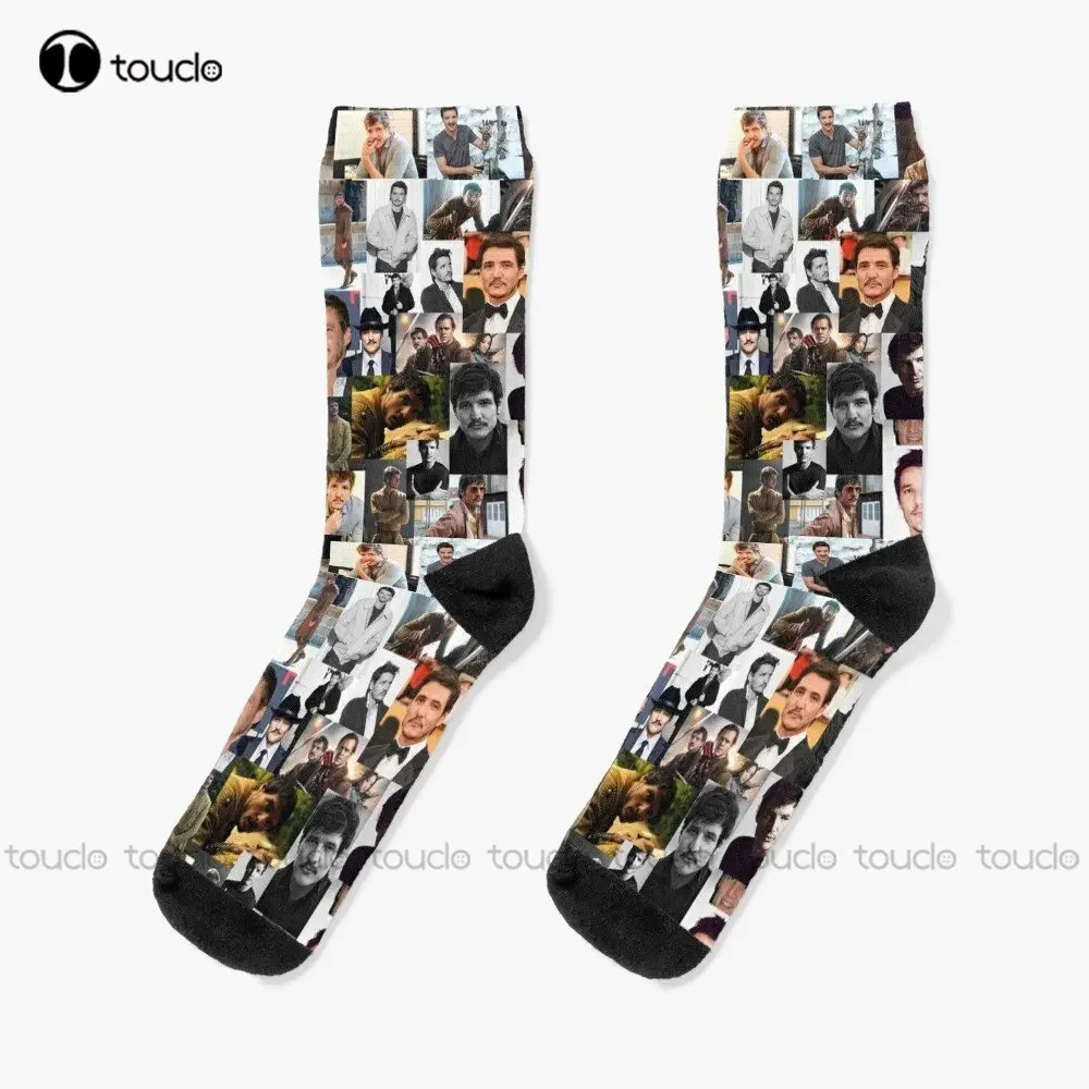 Pedro Pascal Actor Photos Ultimate Super Collage Design Socks Funky Socks Personalized Custom Unisex Adult Teen Youth Socks