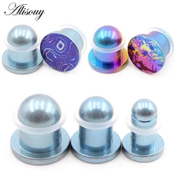 Alisouy 1PC Solid G23 Titanium Colorful Ear Flesh Tunnel Plugs Expander Stretcher Single Flared Gauge Earring Piercing Jewelry