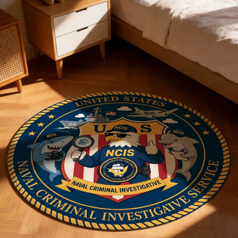 United States Navy Criminal Investigative Service Logo Round Doormat Entrance Mat for Military Police Officers Gift