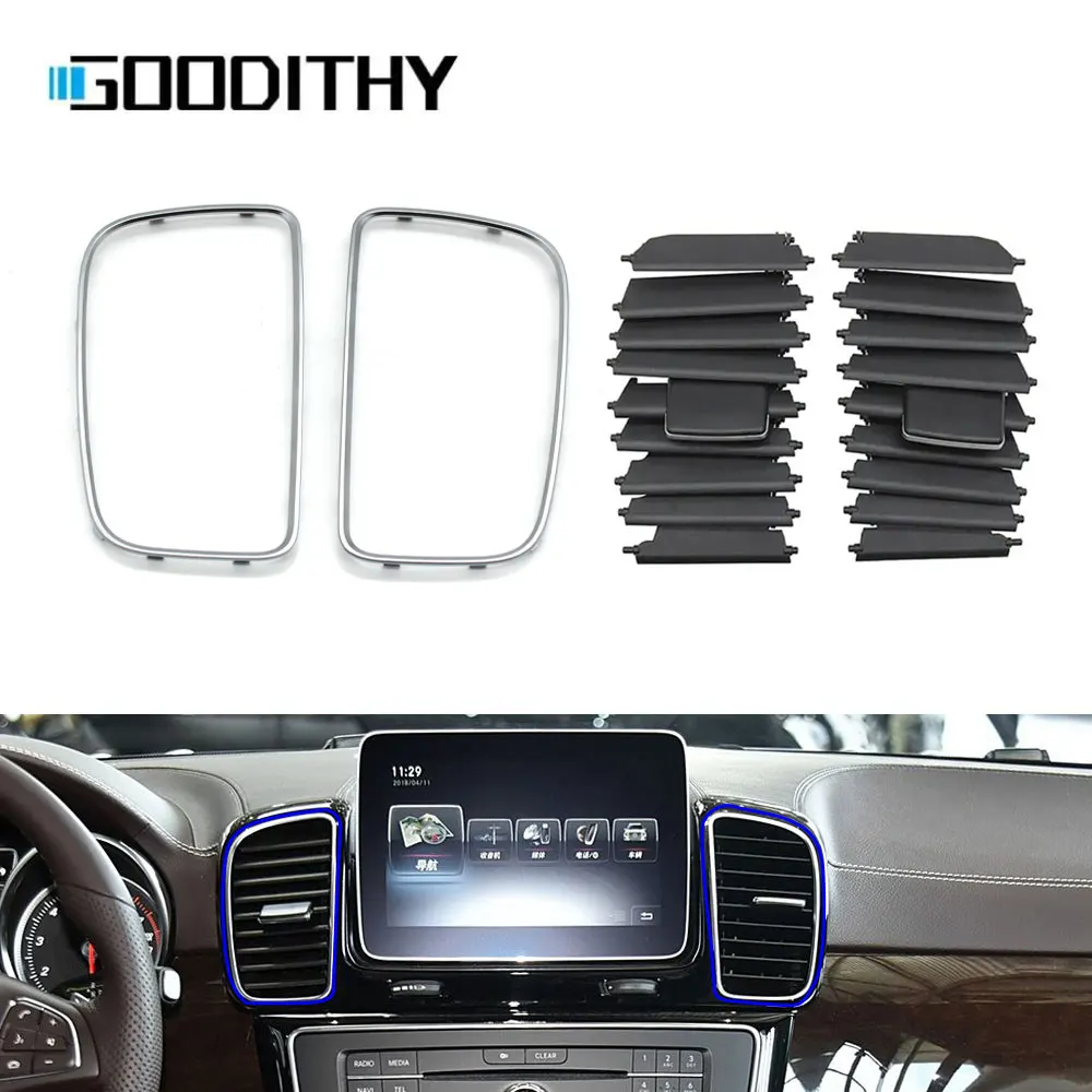 Car Front Center Air Vent Chrome Plating Outlet Frame Trim Middle AC Vent Paddle Repair Kit For Benz GLE GLS Class W166 W292