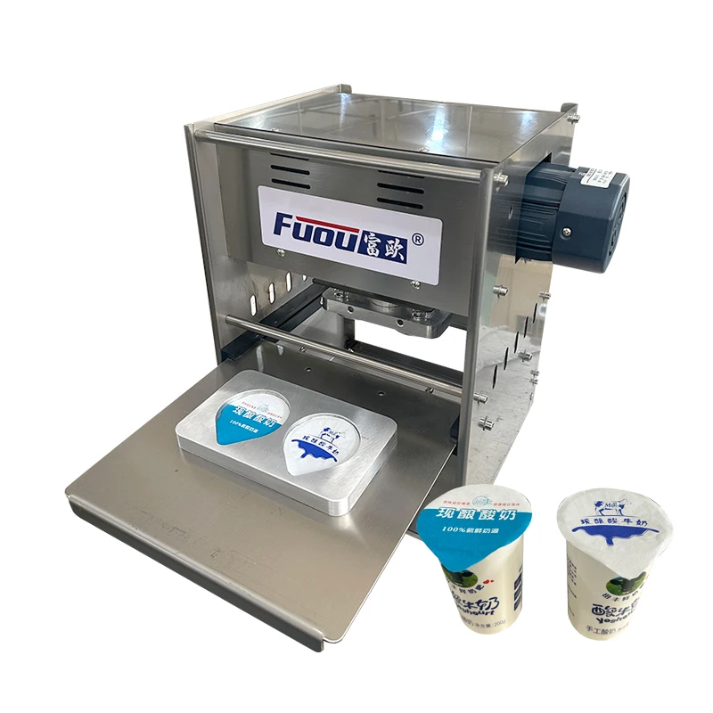 

Yogurt Semi-automatic Sealing Machine Milk Shake Ice Cream Cup Sealer 2 Trays One Time Sour Milk Packing Machine for Oatmeal