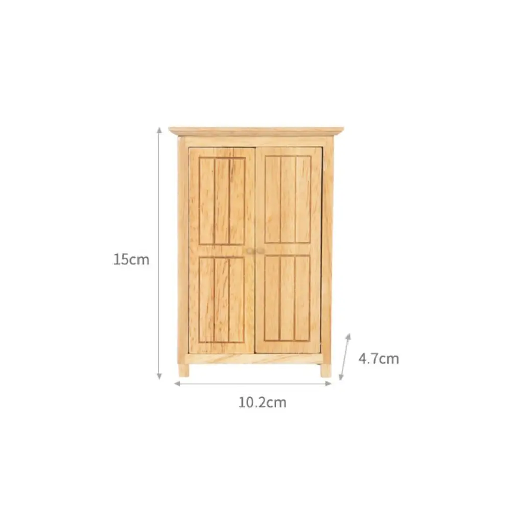 Tiny 1:12 Pretend Play Toy Wooden DIY Doll House Accessories European Double Door Miniature Furniture Model Party