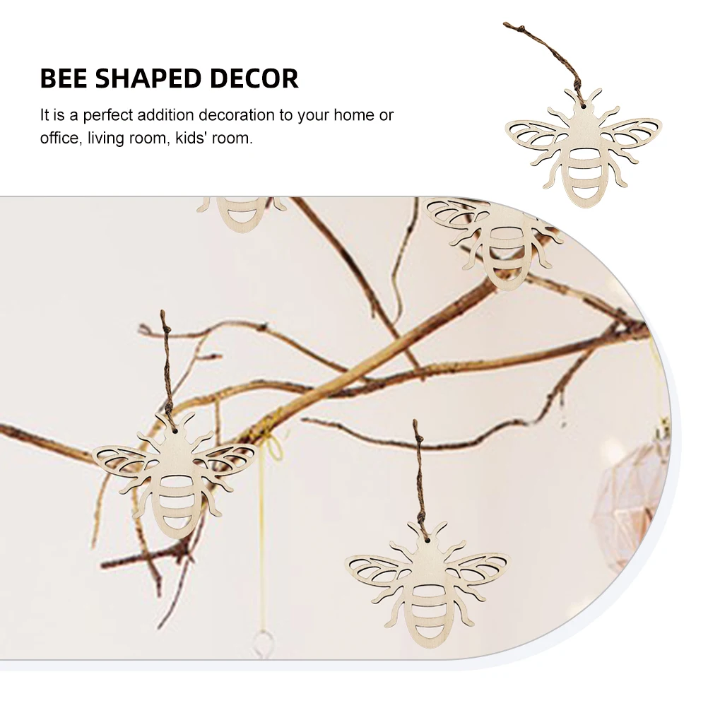 

20Pcs Hollow-Out Wood Bee Pendants Natural Craft Decoration Wood Slice Art Creative Home Room Ornament Bee Shaped Decor