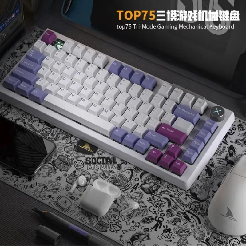 

Игровая клавиатура Darmoshark TOP75 с 81 клавишей, трехрежимная, 75% раскладка, настраиваемая механическая клавиатура с низкой задержкой, TOP Gasket, 4000 мАч, для игр/офиса