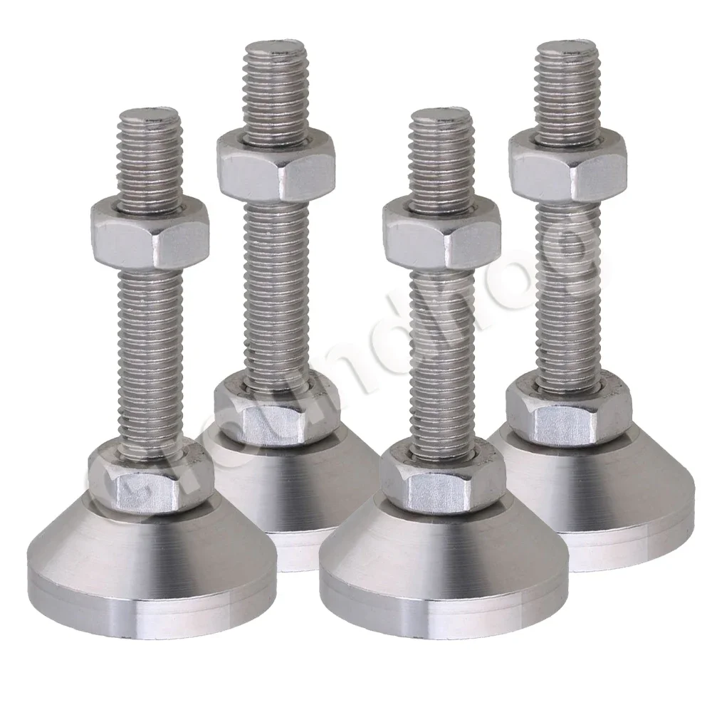 4Pcs 304 Stainless Steel Adjustable Feet Thread Dia M10x50mm Fixed  Machine Furniture Feet Pad for Cabinet Metal Legs