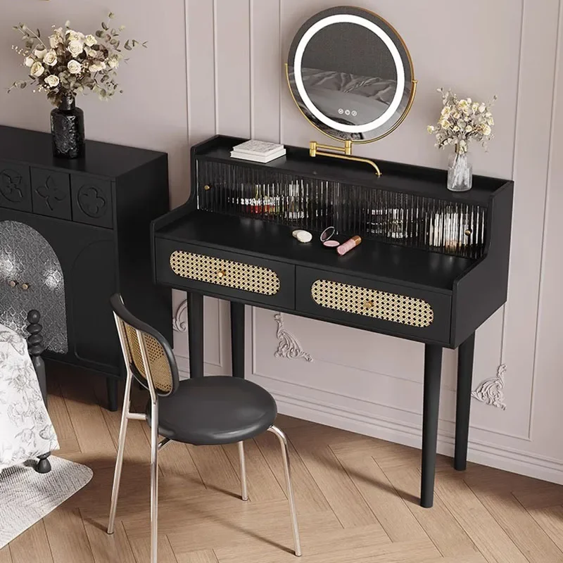 Organizer Black Antique Dressing Table with Mirror Comfortable Bedroom Dressers Makeup Headdresses Tocadores Bedroom Set  AA