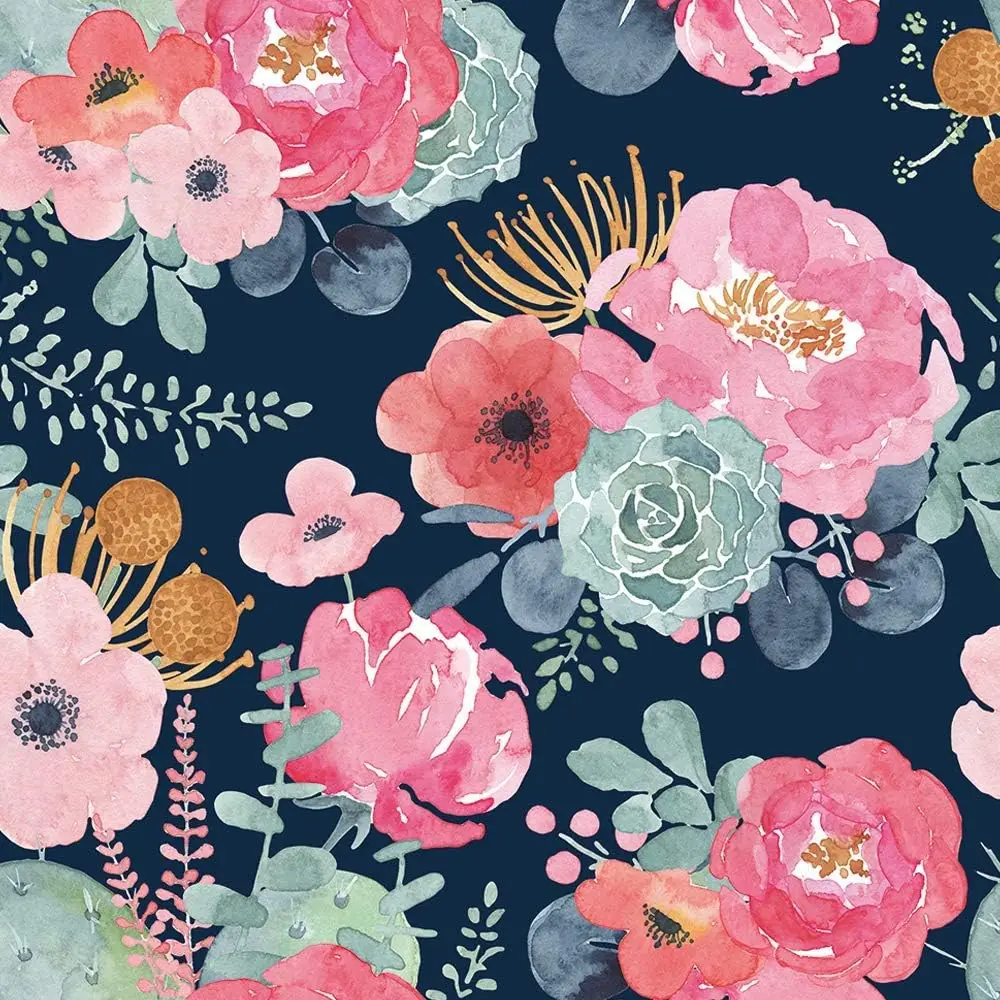 Thickened floral wallpaper furniture bedroom living room wall renovation and renovation waterproof vinyl self-adhesive paper