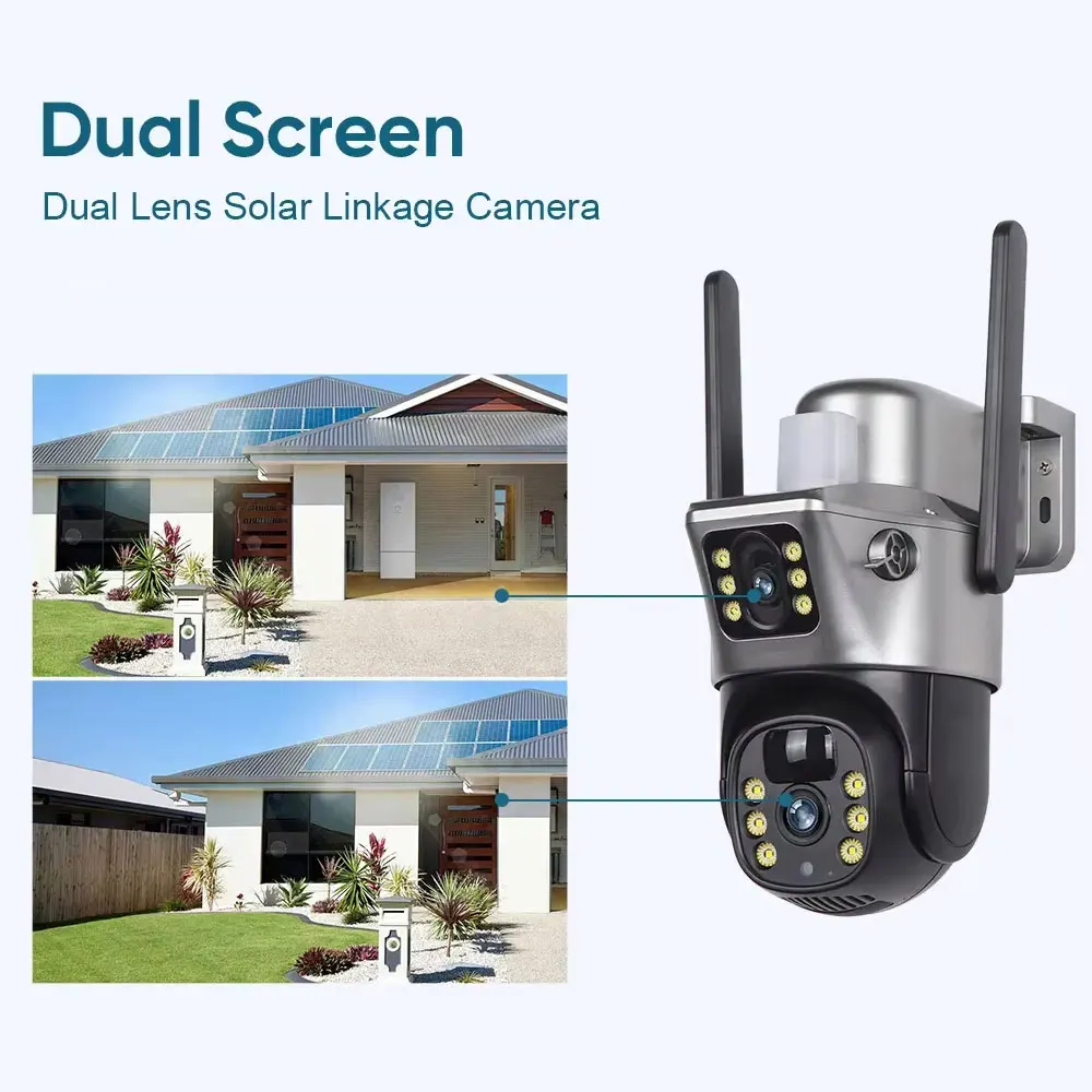 4K 8MP Wifi Dual Lens PTZ Solar BatteryCamera Video Surveillance 10CH 5MP Wireless NVR Outdoor Auto Tracking Security Cam System
