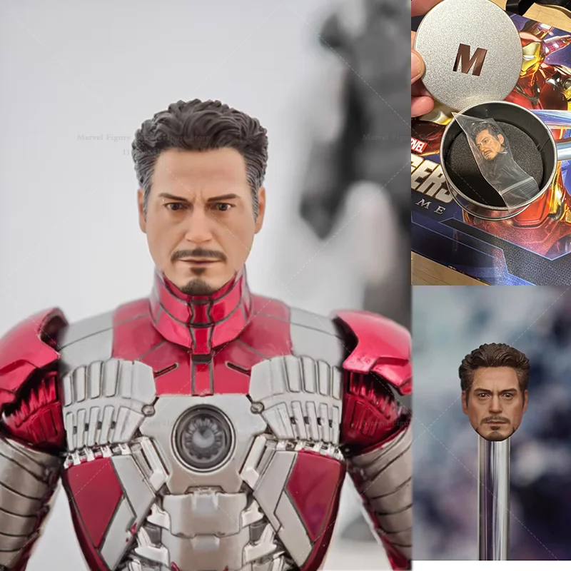 

048 1/10 Scale Head Sculpt Genius Inventor Powered Armor Tony Stark For 6-inch Action Figure Soldier Collections Toys In Stock