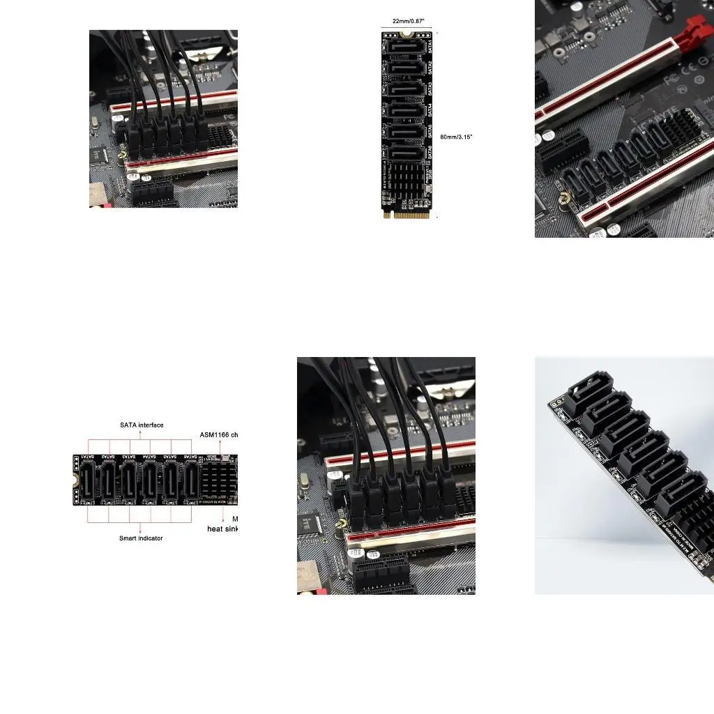 

652F M-Key PCIE до 6-порта CARD COMPANTER COMPUTER Desktop Solid Mechany Mechanical Hard Drip Adapter Adapter