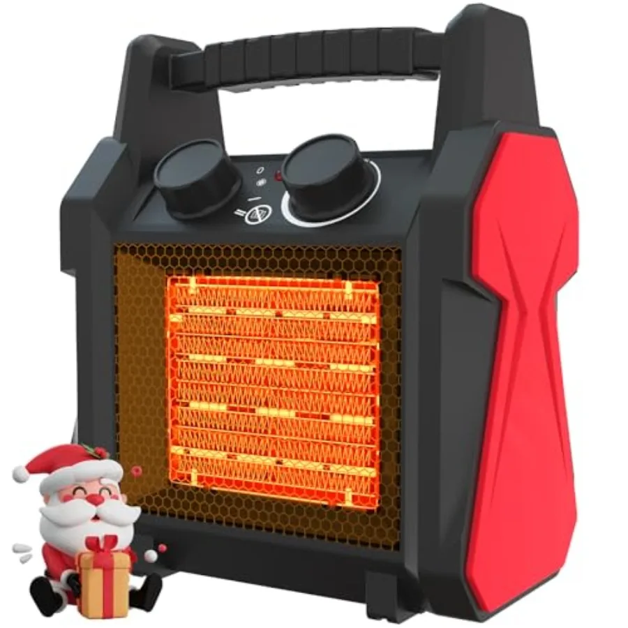 

Портативный электрический обогреватель для патио 1500 Вт, зеленый, с 3 режимами нагрева, защитой от опрокидывания и перегрева, тихий вентилятор для использования в помещении и на улице