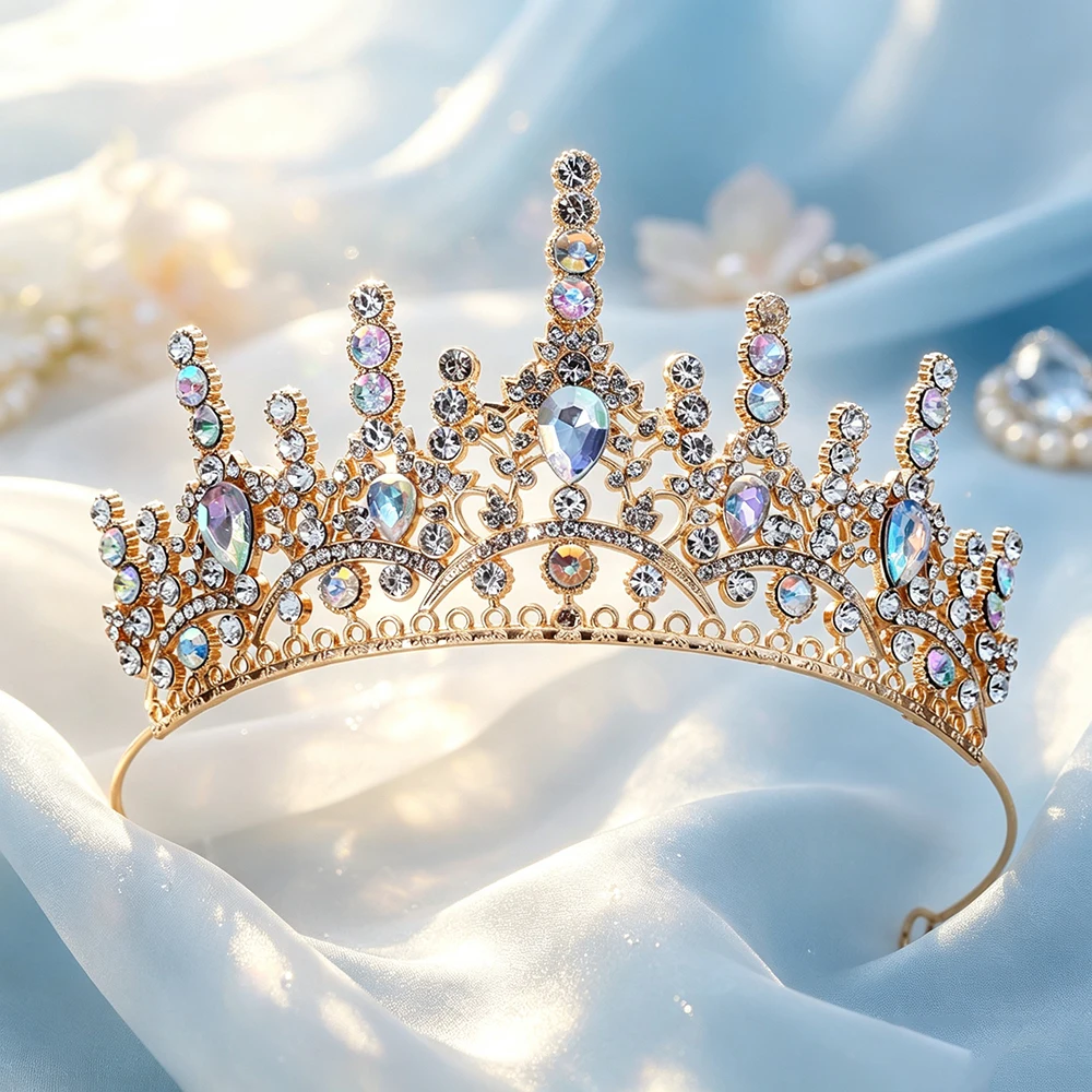 1pc Multi‑Point Crystal Crown Tiara Rhinestone Princess Headpiece Women Wedding Pageant Prom Birthday Bridal Hair Accessories - view 6