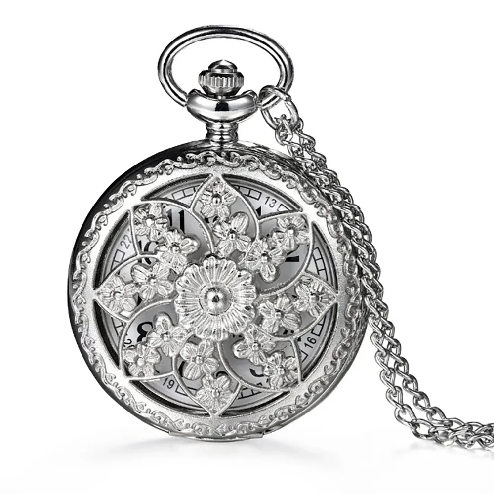 

*Bronze Hollow Sun Design Quartz Pocket Watch Men Women Necklace Pendant Clock Antique Style Gift Timepiece