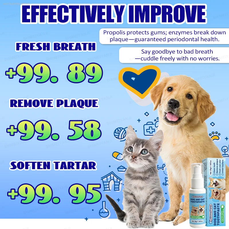 Household Pet Toothpaste Suitable for Cats & Dogs, Gentle Pet Teeth Cleansing Paste, Pet Oral Freshening Paste for Daily Pet Teeth Maintenance