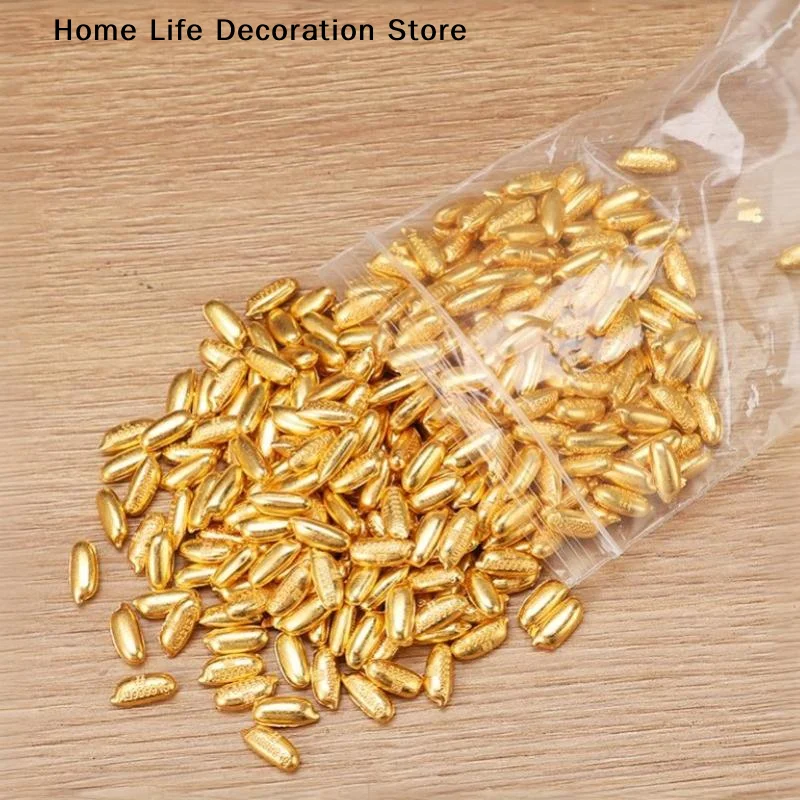 【H】100PCS Plastic Gold Attract Wealth Luck Charms Mini Dollars Ingots Gold Melon Seeds Handicraft
