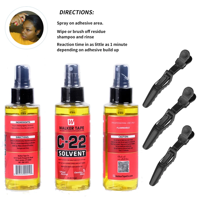 Cinta adhesiva para pelucas de encaje, removedor de pegamento para pelucas, removedor de pegamento, removedor de extensiones de cabello, C-22, andador