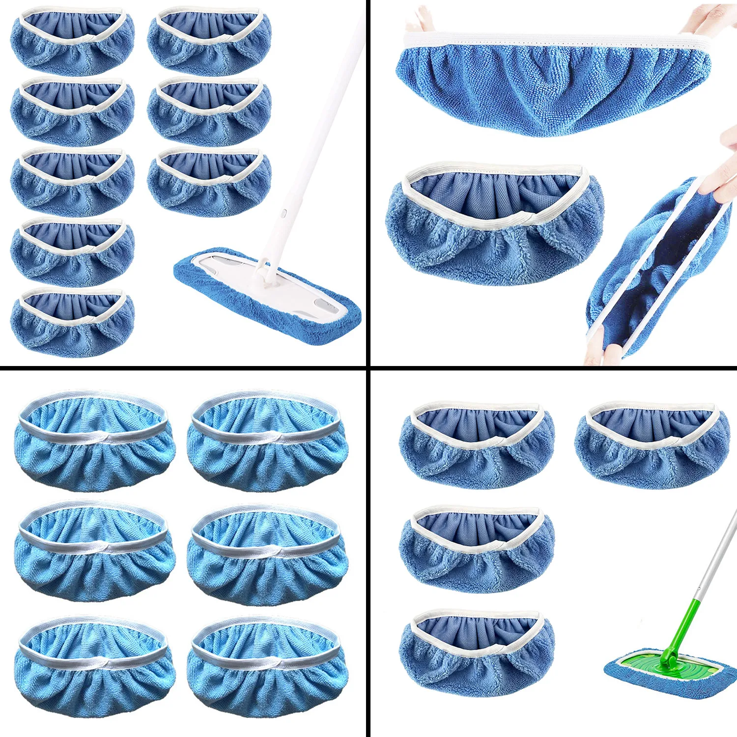 Fleece/Microfiber Thickened Elastic Band Flat Mop Cloth Coral Replacement Rotary Mop Cleaning Pad For Bathroom