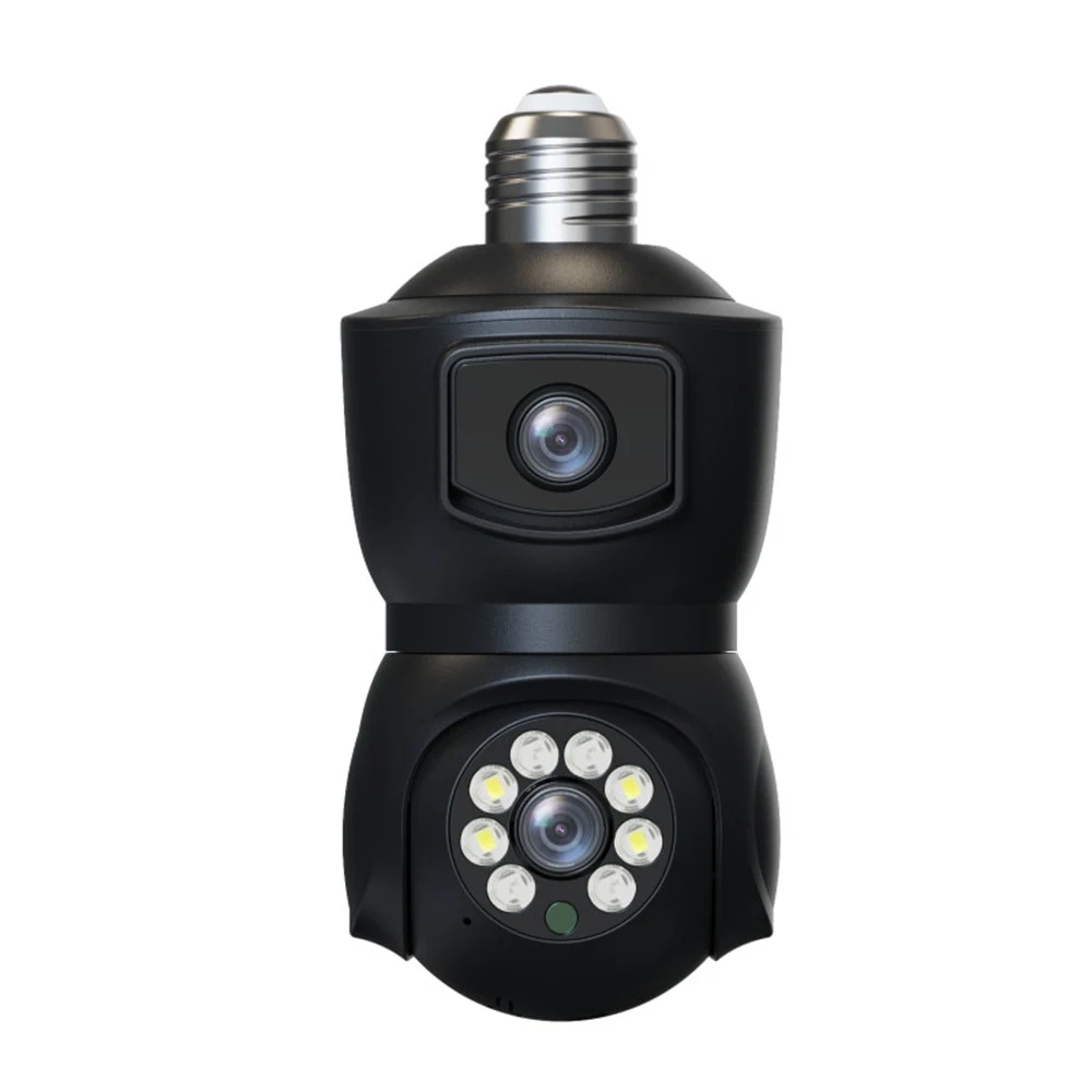 8MP E27 ampoule WiFi caméra double objectif double écran suivi automatique caméra Audio bidirectionn