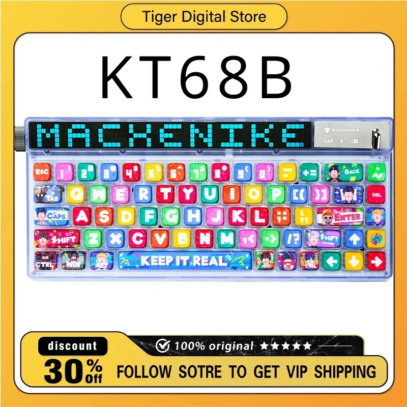 KT68 Pro Smart Screen Mechanical Keyboard 65% Layout Full Key Hot-plug with RGB Backlight GATERON E-sport Mechanical Keyboard