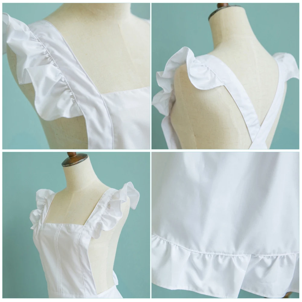 Maid Apron Retro Women Aprons White Cute Cotton For Kitchen Cooking