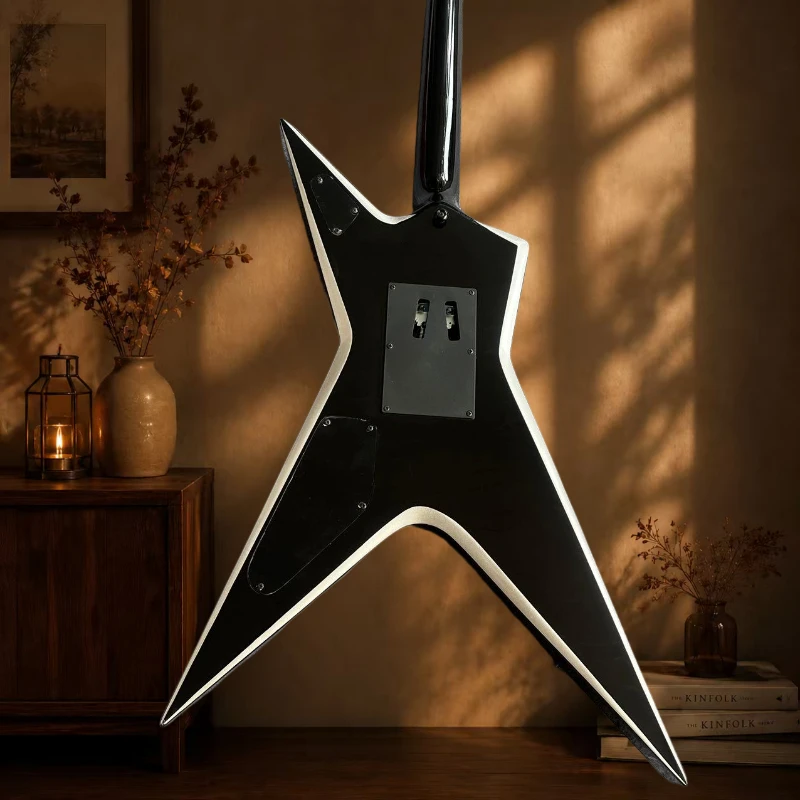 Black White Binding V Electric Guitar Dual High Output Pickups Ebony Fingerboard Floating Tremolo Solid Guitar Free Delivery