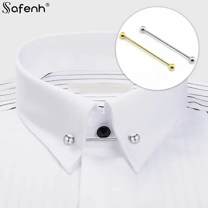 1pcs Gold/Silver Metal Neck Tie Collar Bar Pin Clip Ties Lapel Pins And Brooches Gifts For Men Brooch Jewelry Luxury Accessories