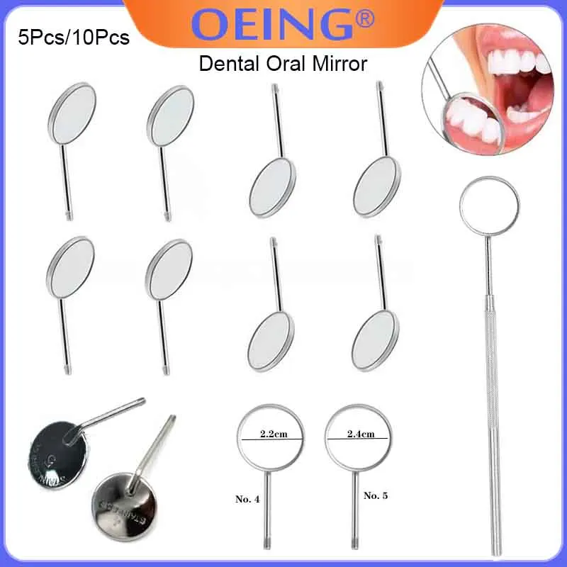 5/10Pcs Dental Mouth Mirror Stainless Steel Odontoscope Mirror Anti Fog Front Surface Oral Teeth Exam Care Dentist Equipment