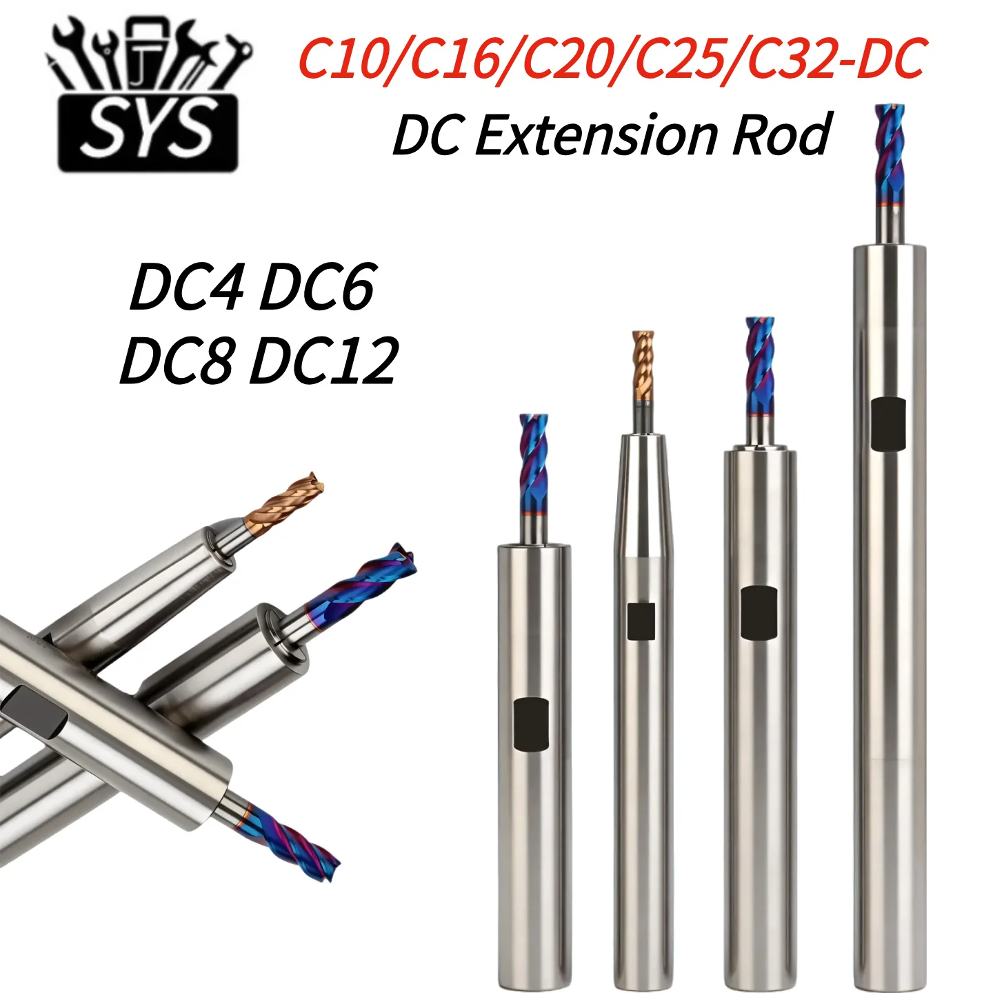 SYS DC Extension Rod C8 C10 C12 C16 C20 C25 C32 DC4 DC6 DC8 DC12 ST10 ST12 ST16 DC04 DC06 DC08 Tool Holder Bracket Tool Collet