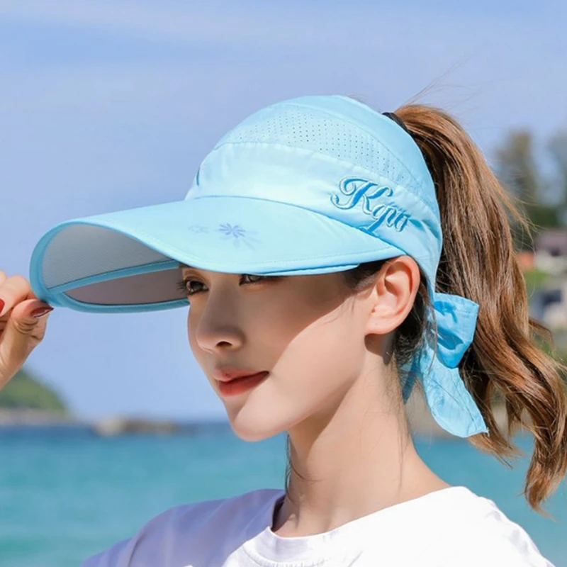 Women Retractable Visor Caps Summer Beach Sun Hat Female UV Protection Tennis Cap Empty Top Leisure Chapeau Outdoor Golf Hats